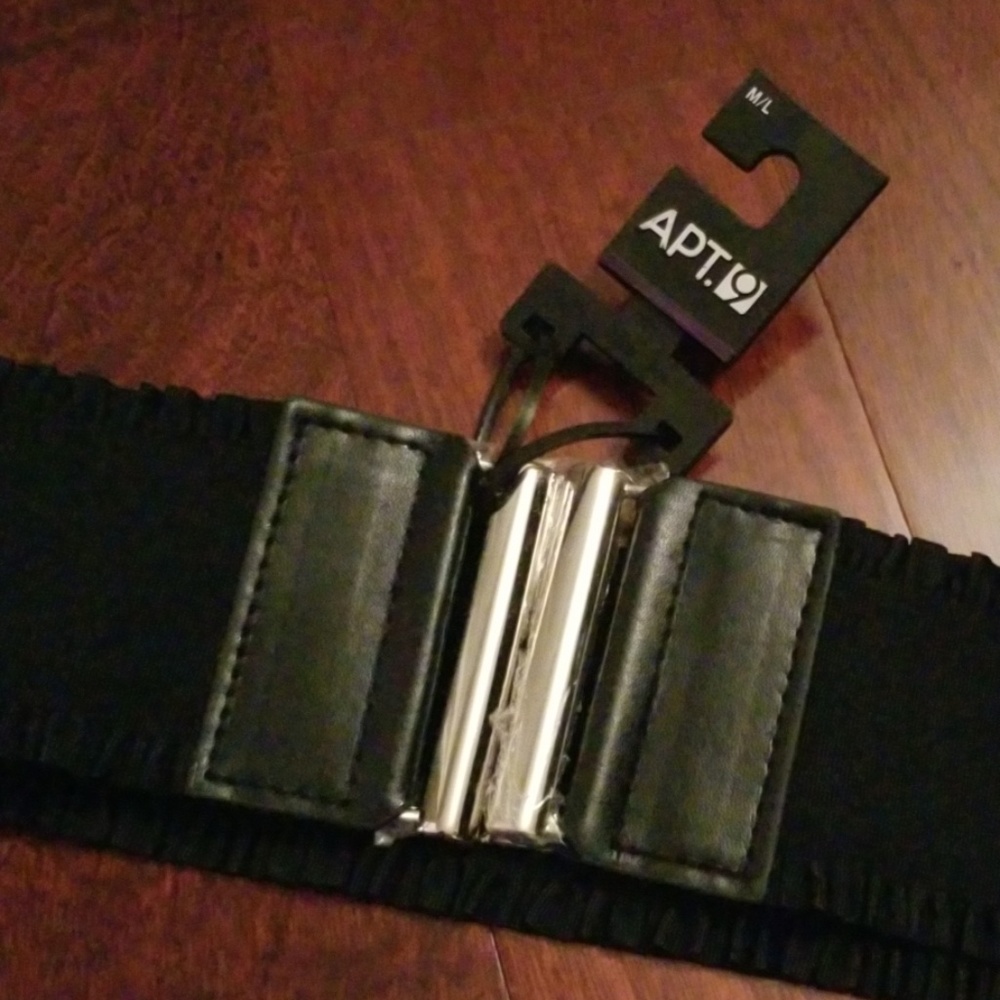 Apt. 9 Black Ruffle Belt with Metal Closure